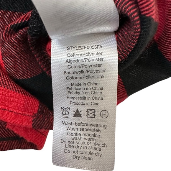 Bienzoe Boy's Buffalo Red and Black Plaid Flannel Button Down Shirt Size 11-12yr - Picture 6 of 7